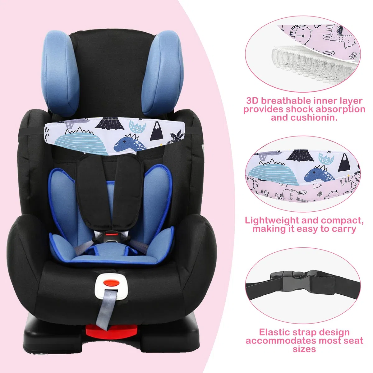 Soporte de Cabeza para Asiento de bebé, 2 Unidades, Almohada Ajustable para Asiento Infantil, Correas para Soporte de Cabeza de bebé para Dormir en el Coche (Estilo 2)