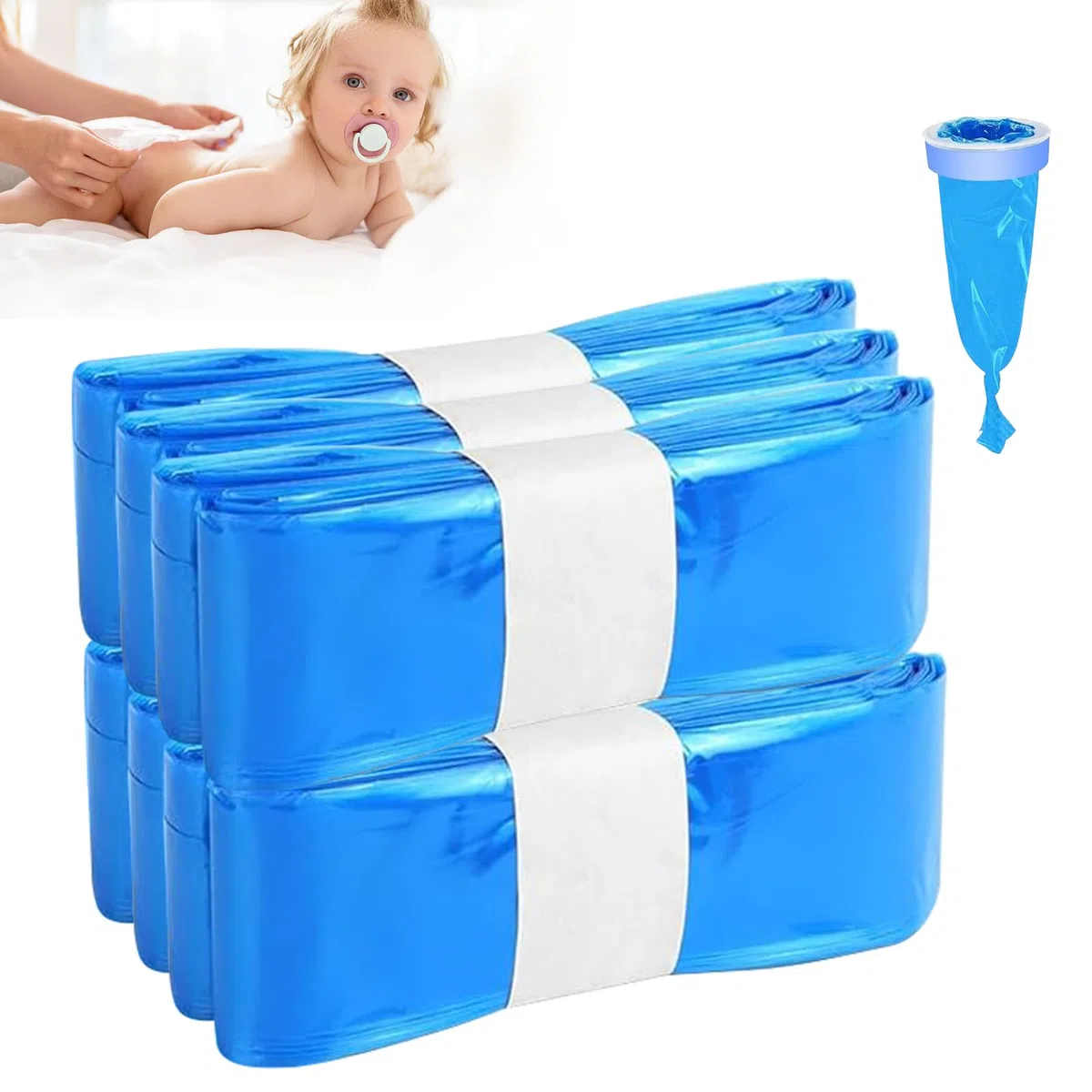 8 unidades de cartuchos de recambio para cubos de pañales, revestimiento de recambio a prueba de olores, compatible con Angelcare, Tommee Tippee, LitterLocker, Littycat y Spross