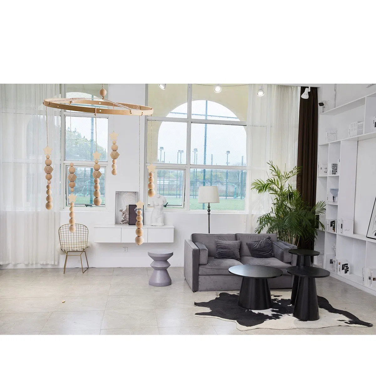 Kit marco móvil de madera para bricolaje, Sonajero de Madera con Cuentas, Móvil Cuna Bebé Madera, Carillón de viento cuna de bebé, Estrella cuentas madera natural artesanal, decoración del hogar