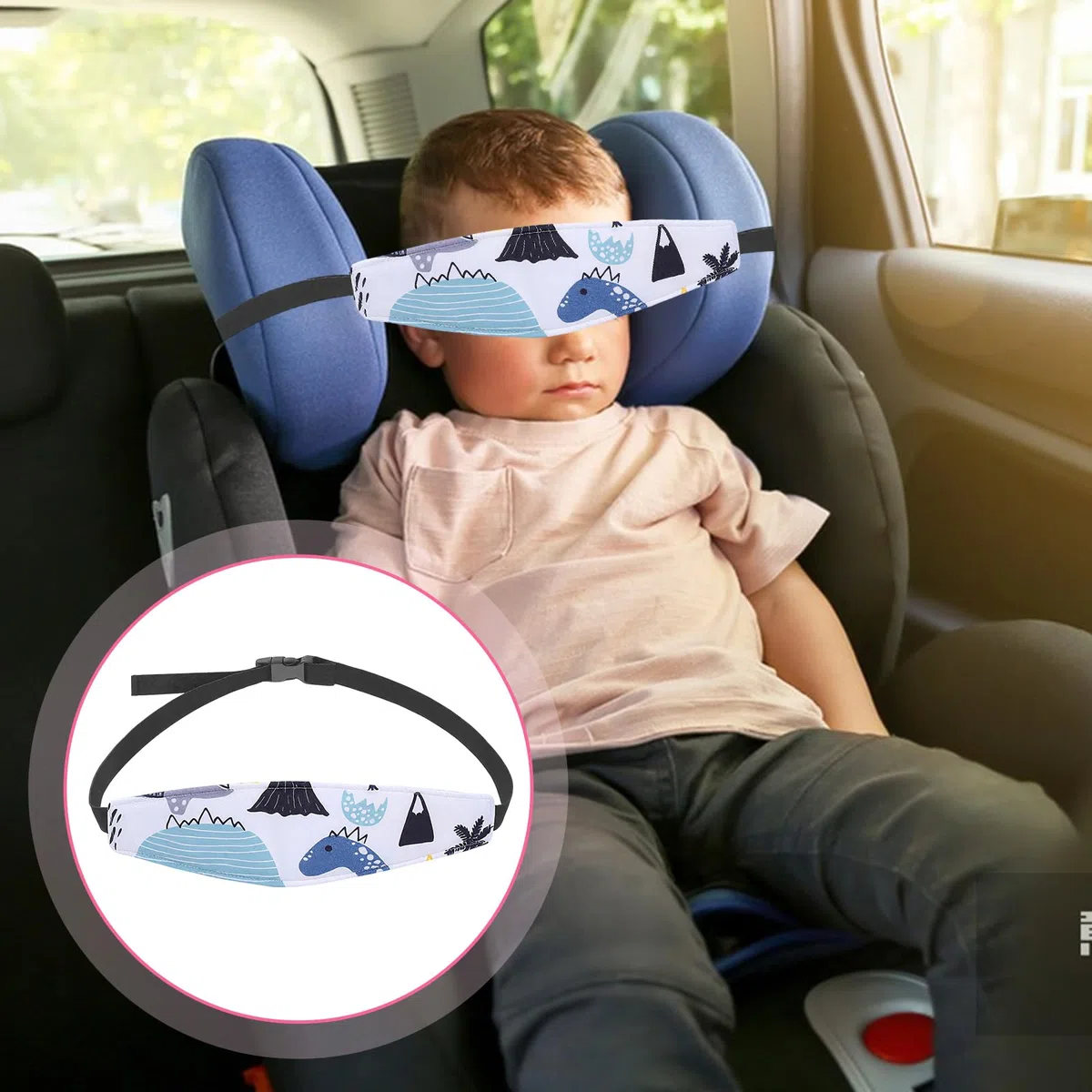Soporte de Cabeza para Asiento de bebé, 2 Unidades, Almohada Ajustable para Asiento Infantil, Correas para Soporte de Cabeza de bebé para Dormir en el Coche (Estilo 2)