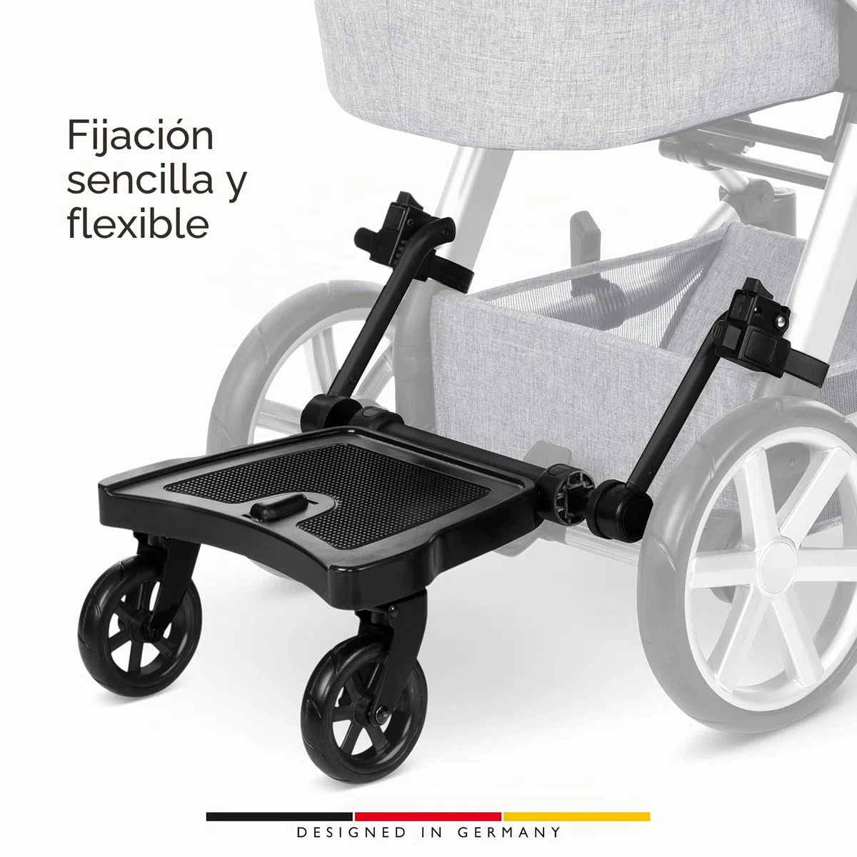 ABC Design Plataforma Kiddie Ride On 2 – Patinete para hermanos – Accesorio universal para cochecito – Asiento compatible se vende por separado – Negro