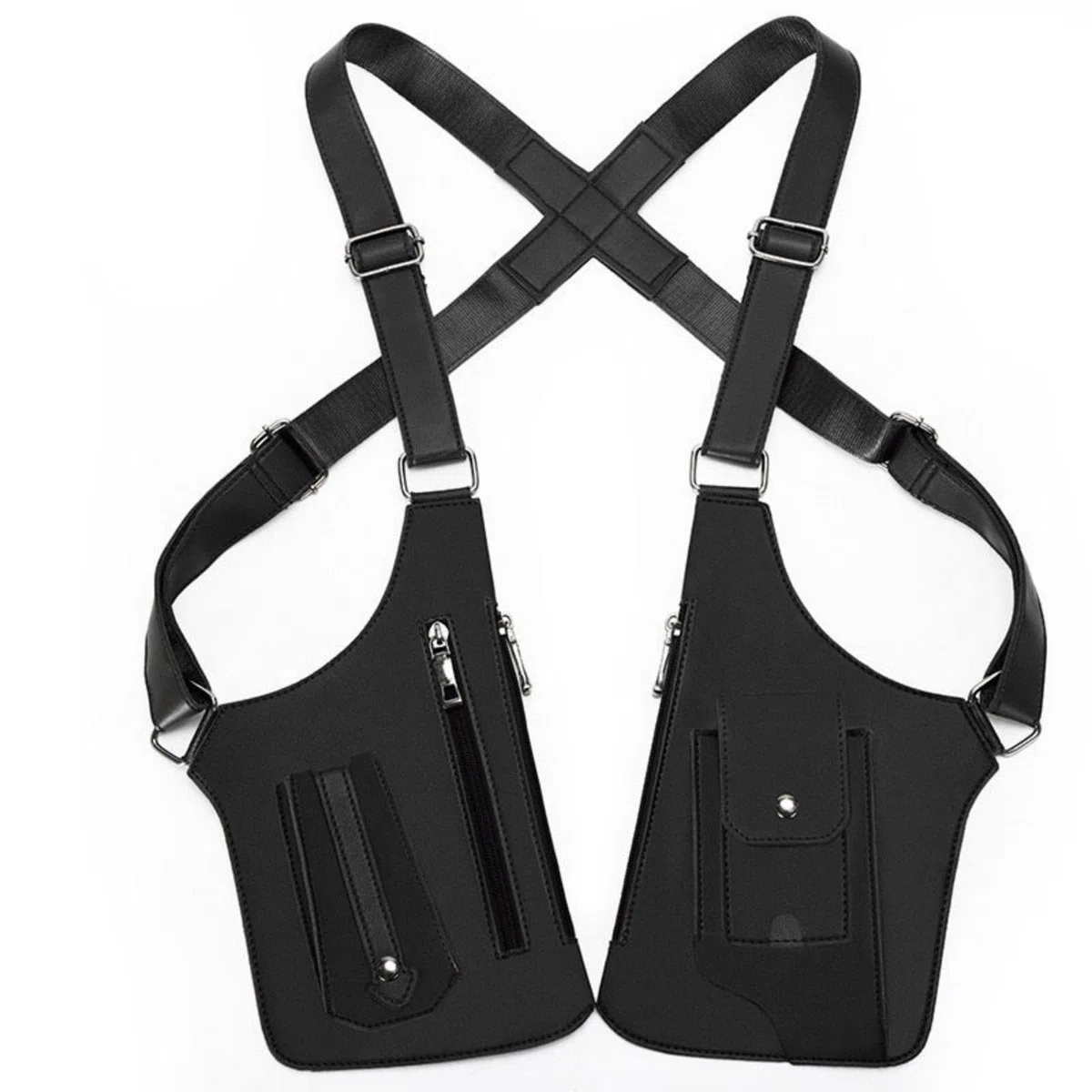 Bolso bandolera hombre de cuero sintético – sling bag multifuncional con doble hombro oculto y diseño antirrobo. Correa ajustable, múltiples compartimentos, ideal para viajes, deporte y uso diario