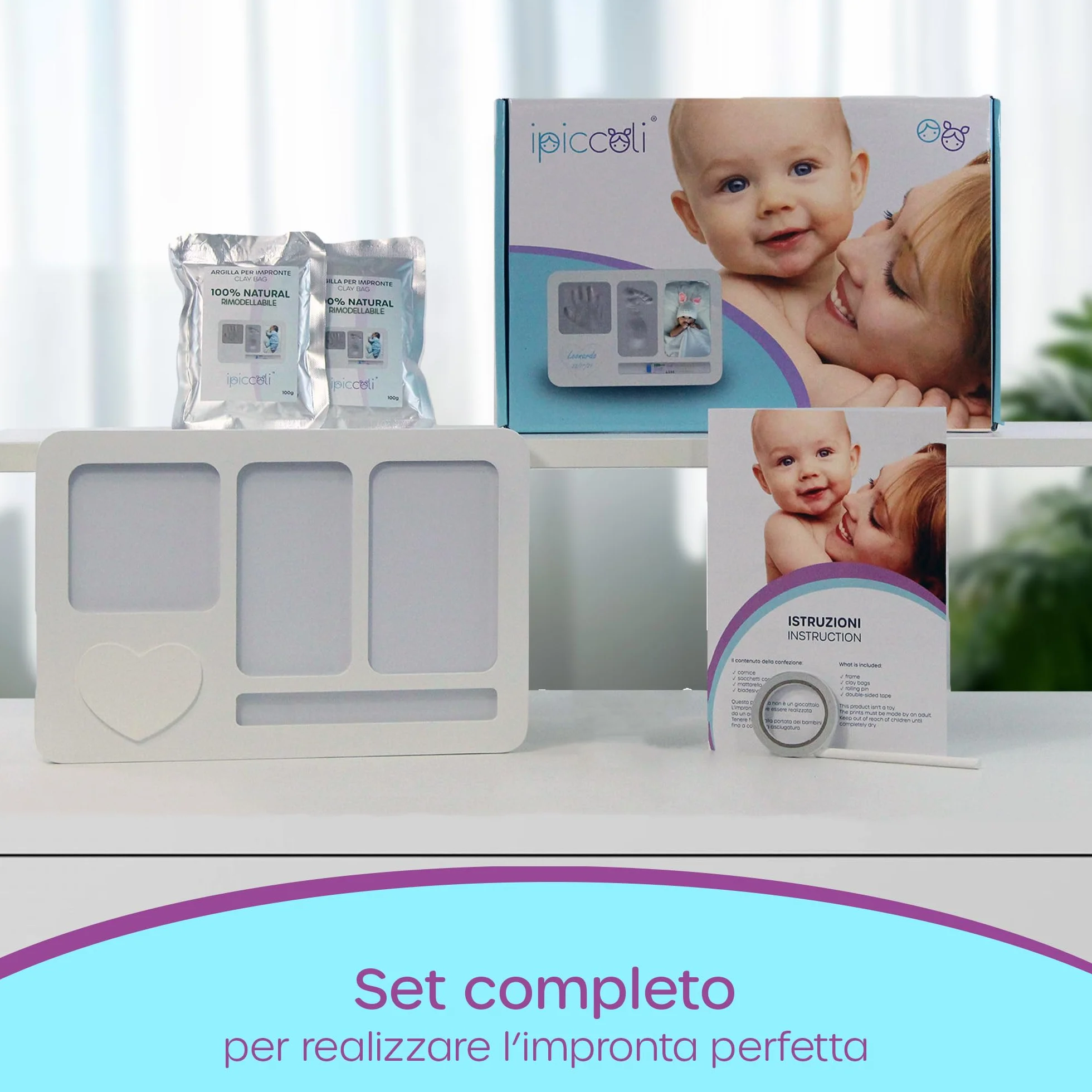 Marco de huella de recién nacido, mano y huella para nacidos, ideas de regalo bautismo de bebé y niña, kit de huella para cumpleaños, marco de fotos personalizable con slot para pulsera de nacimiento