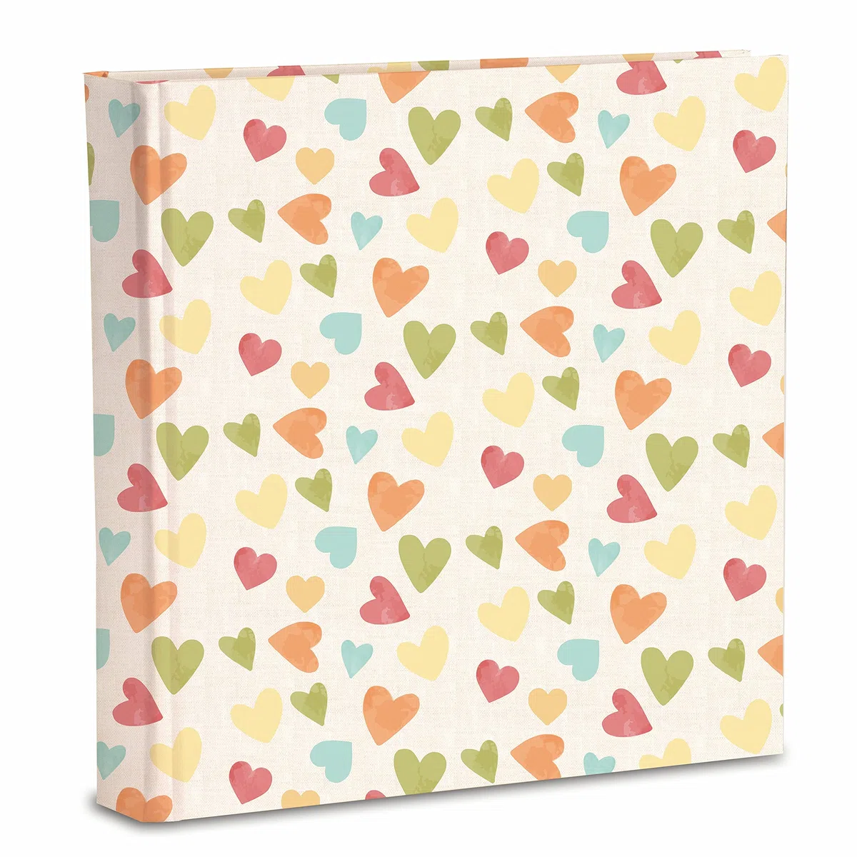 Álbum de fotos 31x31 80 páginas en cartulina intercaladas con pergamino para proteger las fotos cubierta de papel impreso con acabado plastificado mate, corazones