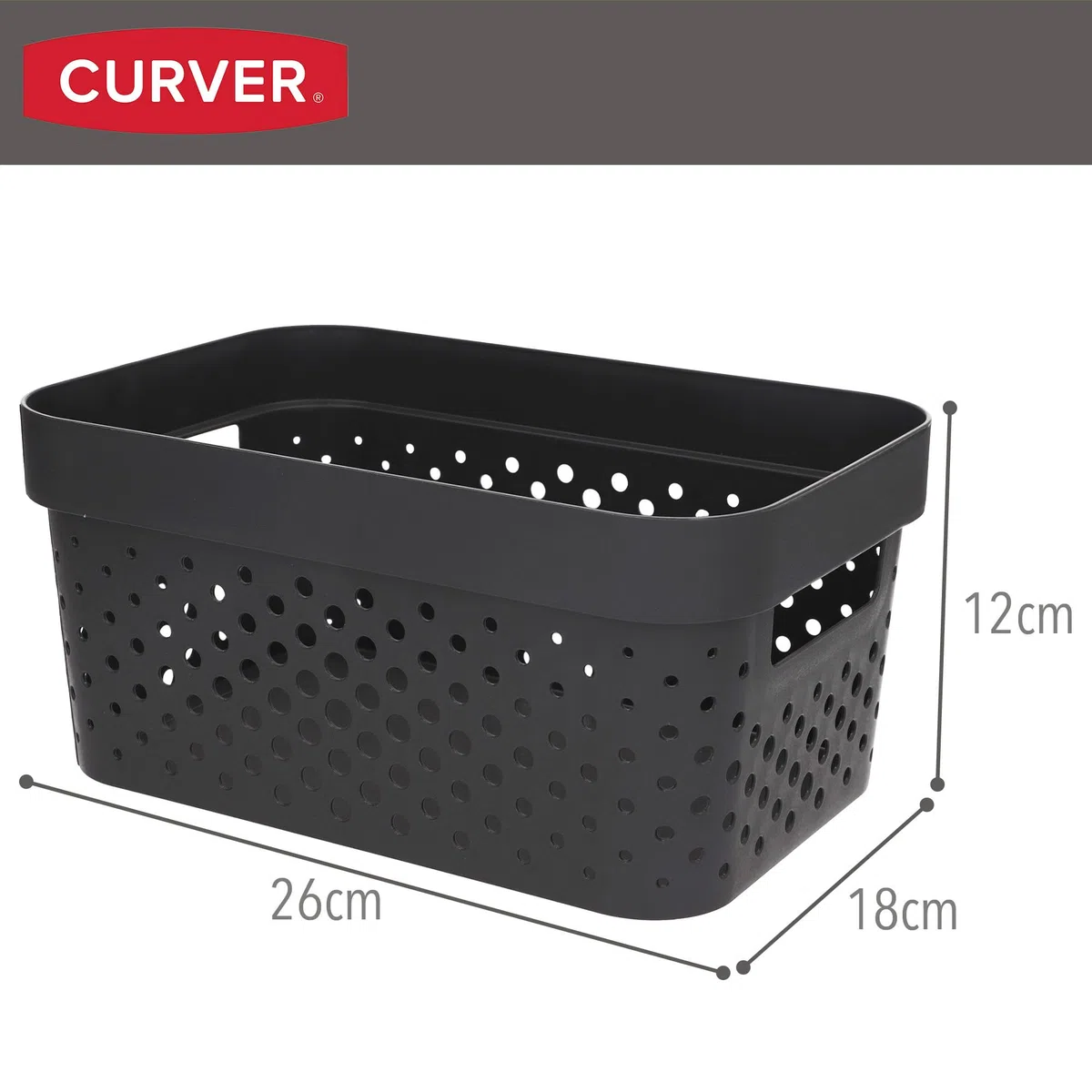 Curver, Pack cestas organizadoras Infinity 4,5L, Color gris, Formato rectangular, Apilables, Estilo escandinavo, 100% plástico reciclado, Almacenamiento objetos, almacenaje hogar, Fácil de lavar (237)