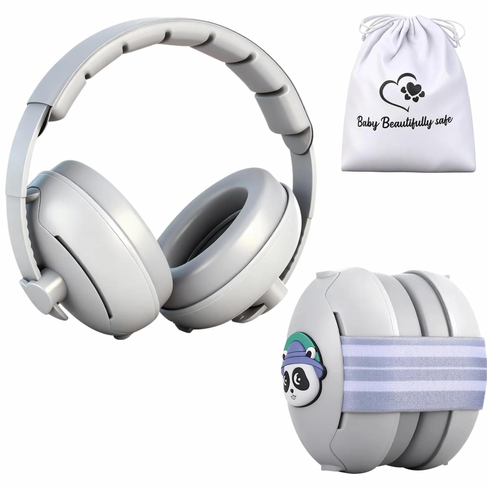 Zocipro 2 en 1 Cascos Bebe Antiruido Protectores Auditivos, Cascos Insonorización Bebé con Cancelación de Ruido y Diadema Ajustable, Cascos para Bebés Antirruido y Auriculares Bebé Antirruido