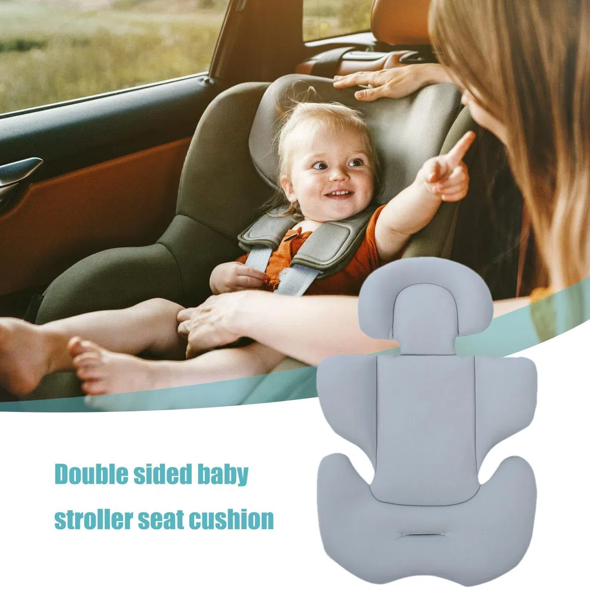 Cojín para asiento de coche para bebé, soporte para la cabeza del asiento de coche para recién nacidos | Cojín extra para asiento de coche,Soporte para cabeza y cuerpo de asiento de coche, almoh