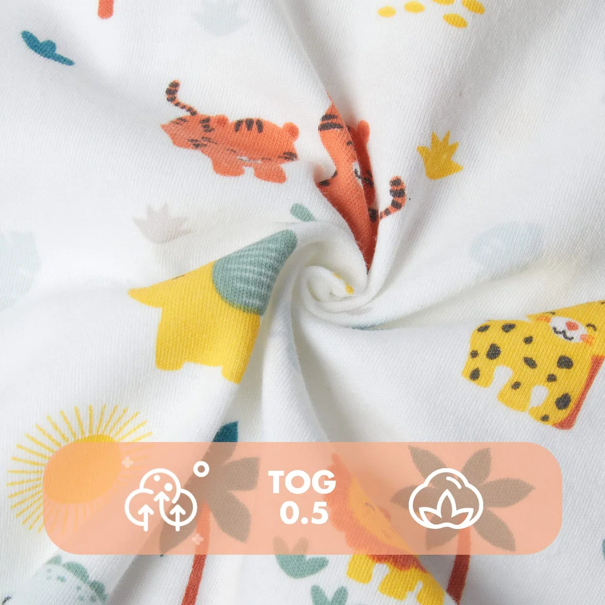 Saco Dormir Bebe Verano, 2Pcs 0.5 Tog Saco de Dormir Bebe Unisex, 100% Algodón Transpirable, Ajustable Saco Bebe, Animales de Dibujos Animados
