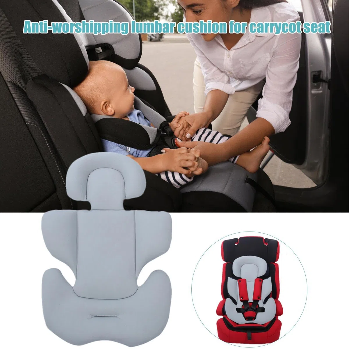 Cojín para asiento de coche para bebé, soporte para la cabeza del asiento de coche para recién nacidos | Cojín extra para asiento de coche,Soporte para cabeza y cuerpo de asiento de coche, almoh