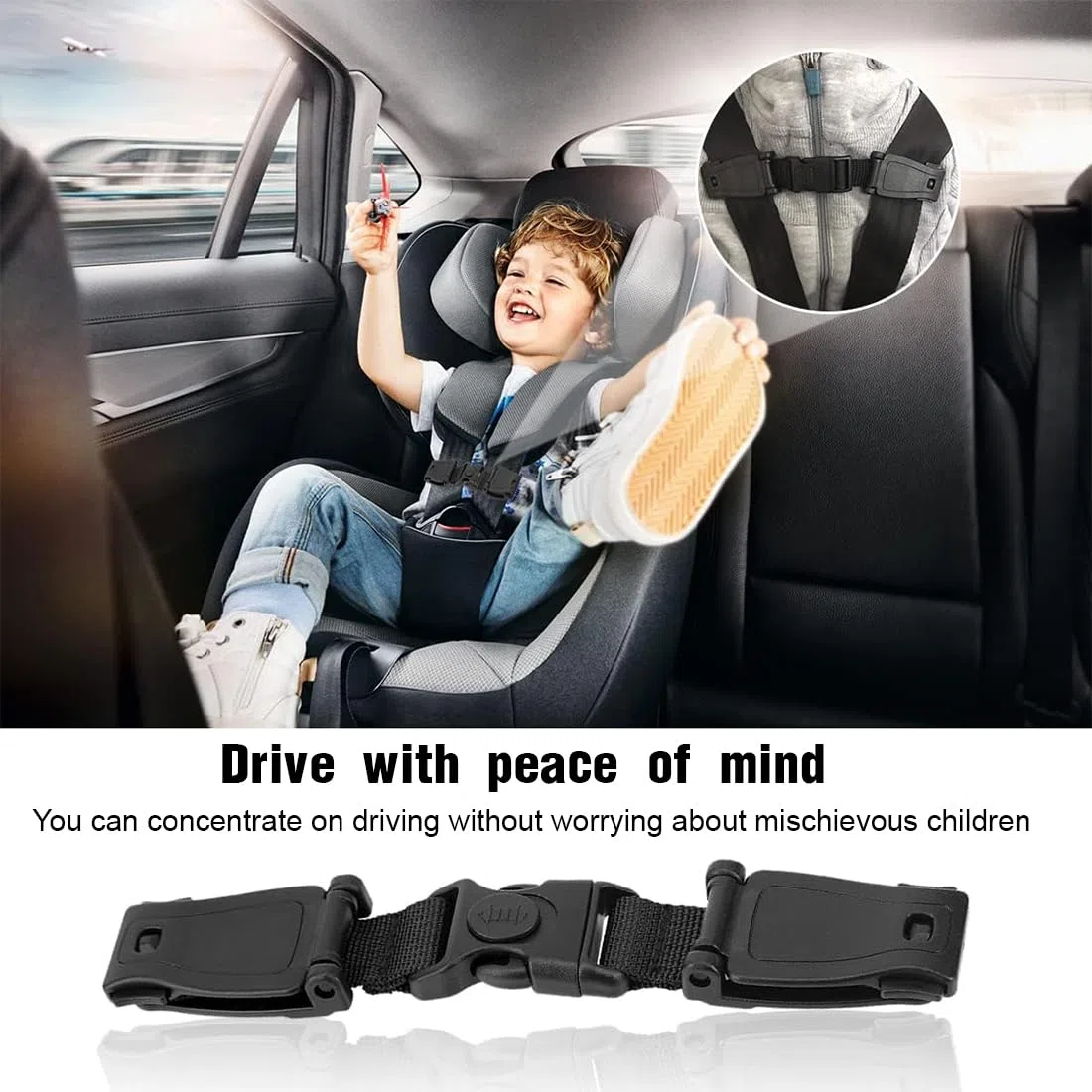 Clip para Asiento De Coche, Clip De Asiento De Bebé, Clip De Seguridad del Asiento De Coche, Hebilla De Seguridad del Asiento, Hebilla De Seguridad para Niños,Hebilla para, 2 piezas negro