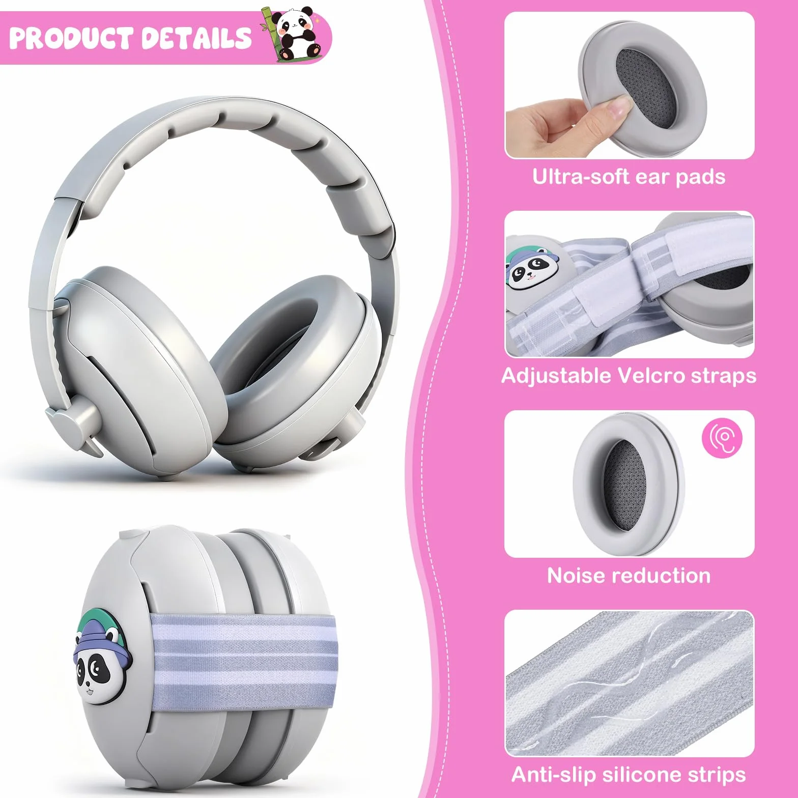 Zocipro 2 en 1 Cascos Bebe Antiruido Protectores Auditivos, Cascos Insonorización Bebé con Cancelación de Ruido y Diadema Ajustable, Cascos para Bebés Antirruido y Auriculares Bebé Antirruido