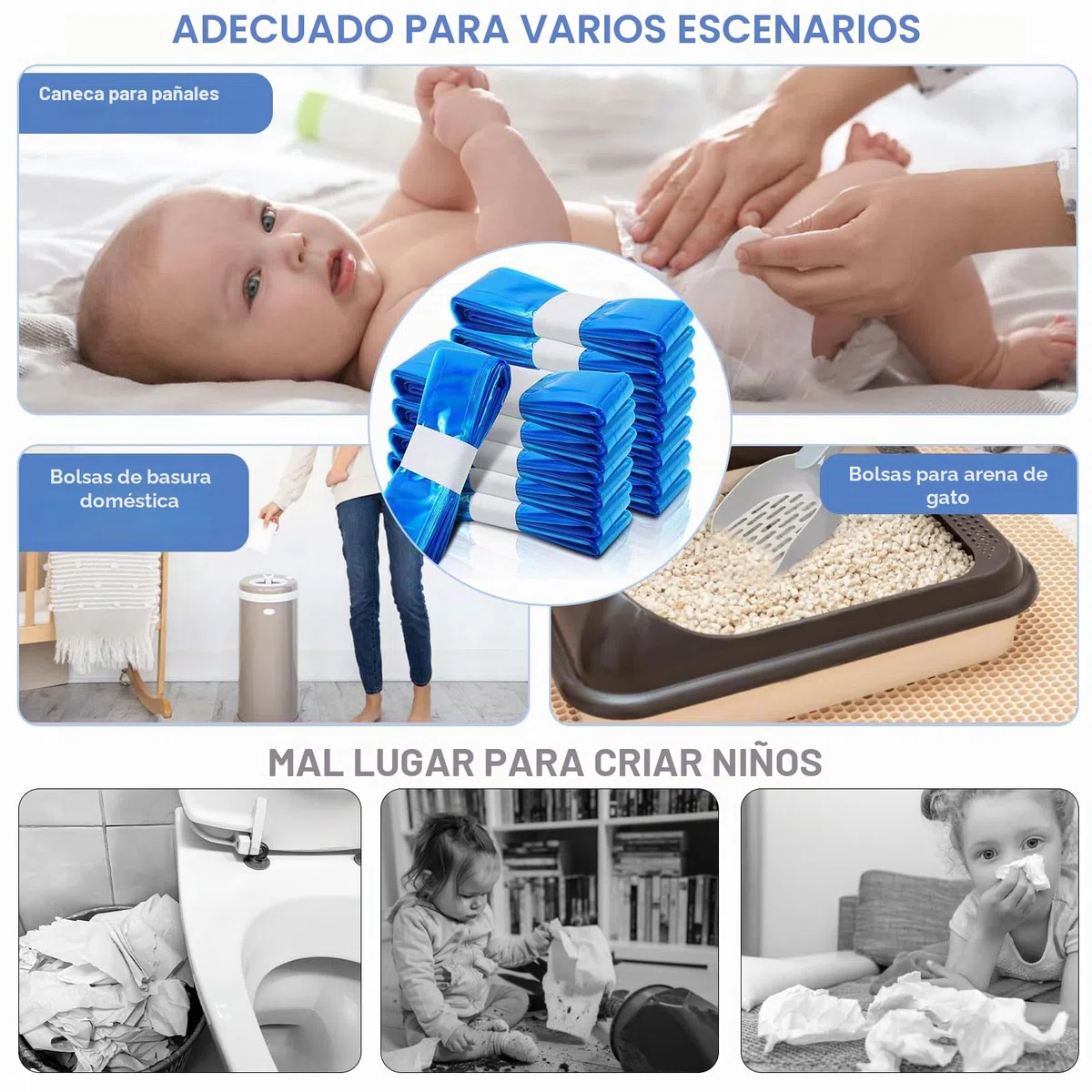 Recambios Compatible con Tommee Tippee 14 Piezas,Longitud Extendida, Engrosada Recambio Papelera Pañales Compatible con Tommee Tippee,Angelcare, Foppapedretti,LitterLocker, etc.