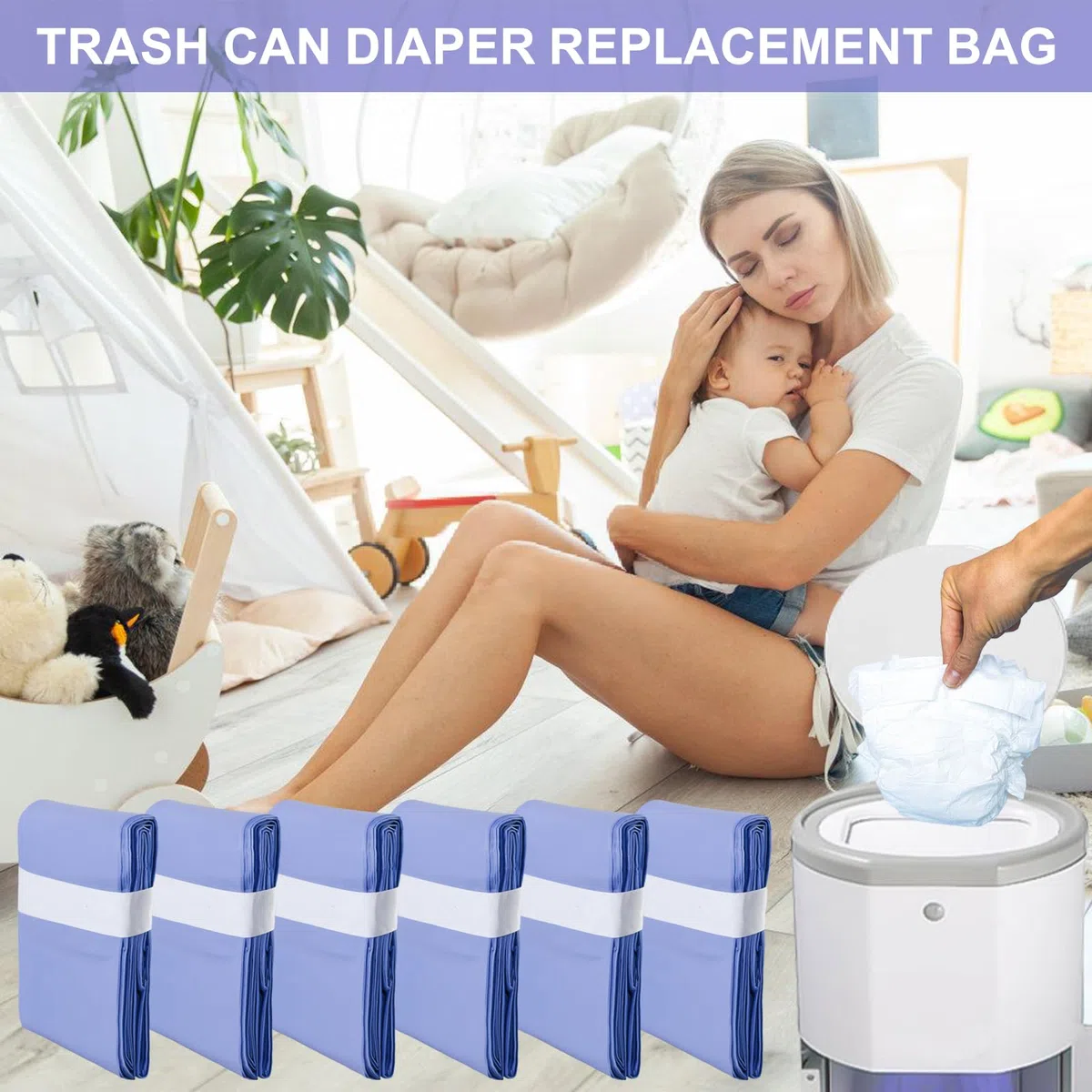 6 cubos de pañales compatibles con Korbell, 16 l, bolsas de relleno, bolsas de basura para pañales, bolsa de pañales de 12 m de largo