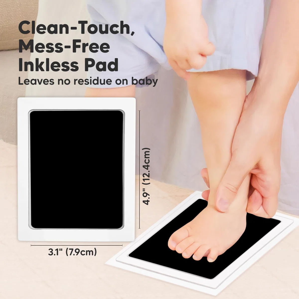 Bebé Pie y Huella De La Mano Sin Tinta Almohadilla de Tinta - 4-Pack Toque Limpio Impresión De Manos y Pies Almohadillas Tinta Recuerdo - Bebé Almohadilla Tinta Recién Nacida Kit (Jet Black, L)