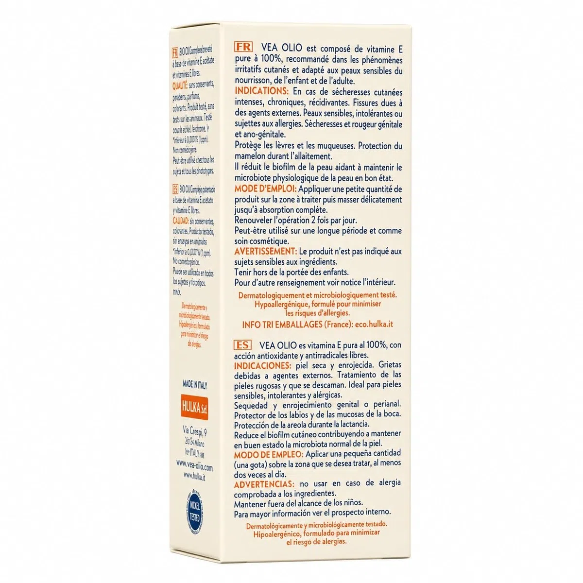 VEA Olio Aceite Base - Pack Ahorro 2 x 20ml - 100% Vitamina E Pura - Aceite Hidratante y Reparador para Piel Seca, Sensible y Agrietada - Cuidado del Pezón en la Lactancia - Sin Conservantes
