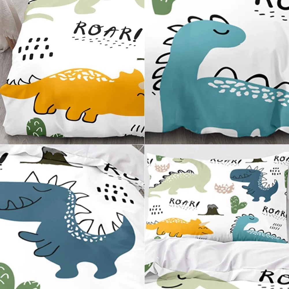 DASIAUTOEM Ropa de Cama Infantil, 100 x 135 cm, Juego Completo para Cuna, con diseño de Animales y Cremallera integrada, Funda de Almohada de 60 x 40 cm