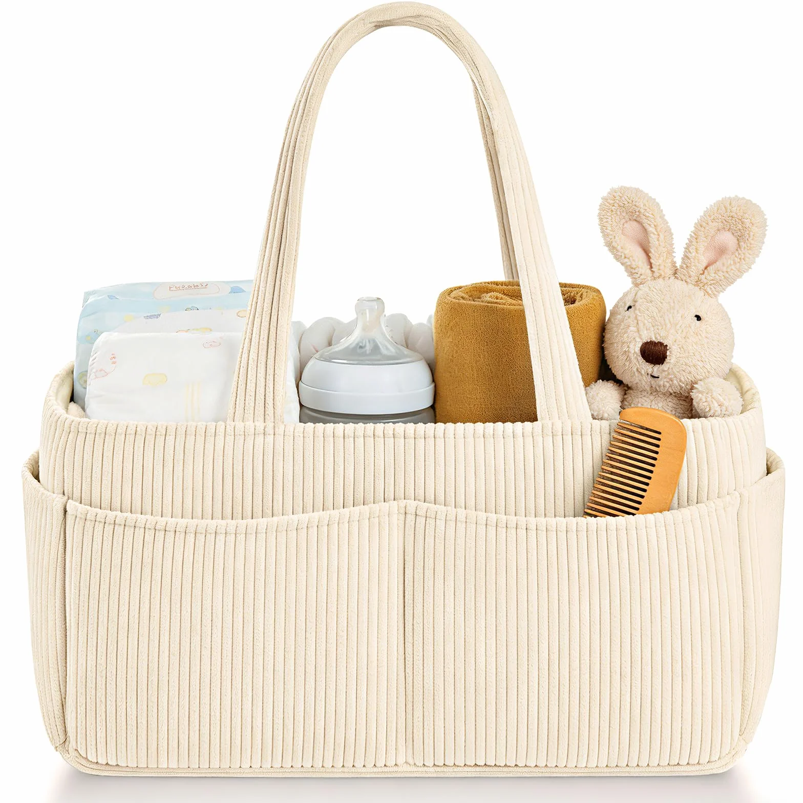 Cesta Organizadora BeBe, Organizador Pañales, Cesta para Accesorios de Bebé, Canastilla de Bebé, Cesta Cambiador Bebes para Viaje, con Compartimentos Desmontables, para Hogar, Coche, Viaje