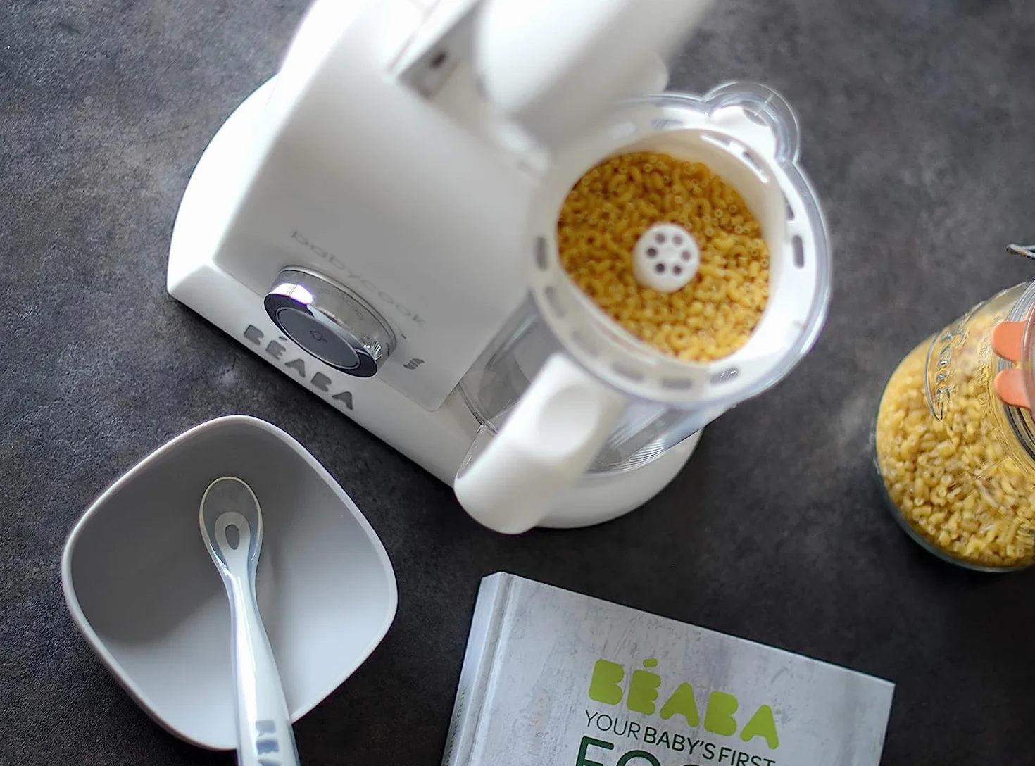 BÉABA, Hervidor de pasta y arroz, Cesta/Cuenco de cocina, Accesorio Babycook, Compatible con Babycook Solo y Duo, Capacidad 350g, Fácil de limpiar, Blanco