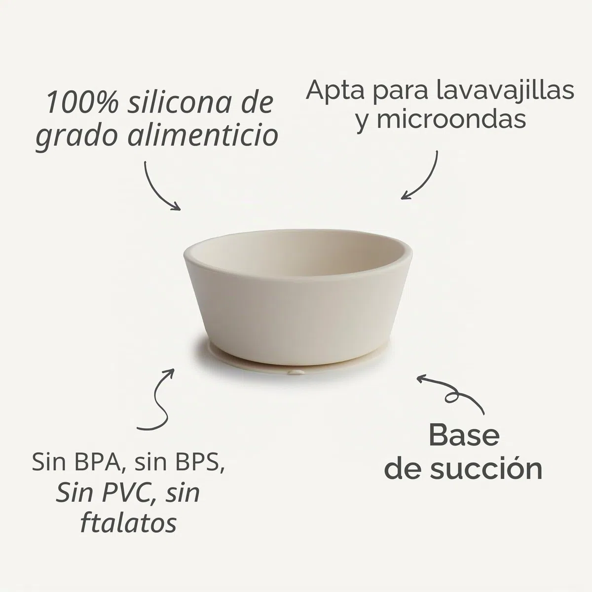 mushie Tazón de Silicona para Niños | con Ventosa Antideslizante | Accesorios de Aprendizaje para Bebés y Niños Pequeños | Sin BPA | Resistente al Lavavajillas y al Microondas | Ivory
