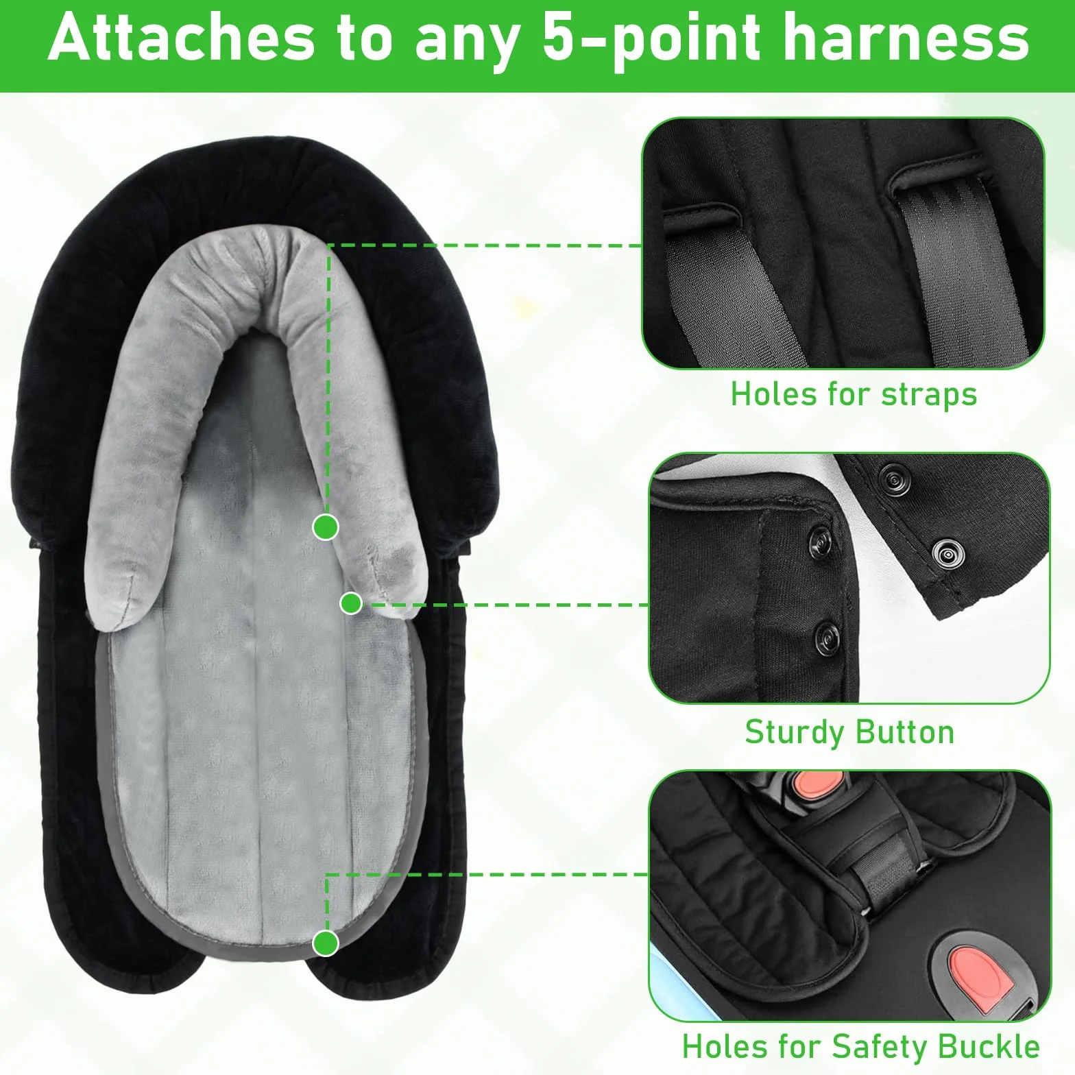 Inserto para Asiento de Coche para Bebé, Cojín para Cochecito de Bebé, Colchoneta Silla Paseo, Reductor Universal para Silla de Coche y de Paseo, Ideal para Todas las Estaciones