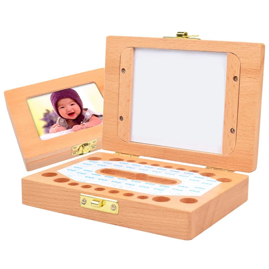 Caja de recuerdos vivos con dientes de leche, organizador para guardar con marco de fotos, tesoro para los próximos años, hecho con Para madera, fácil de usar, España