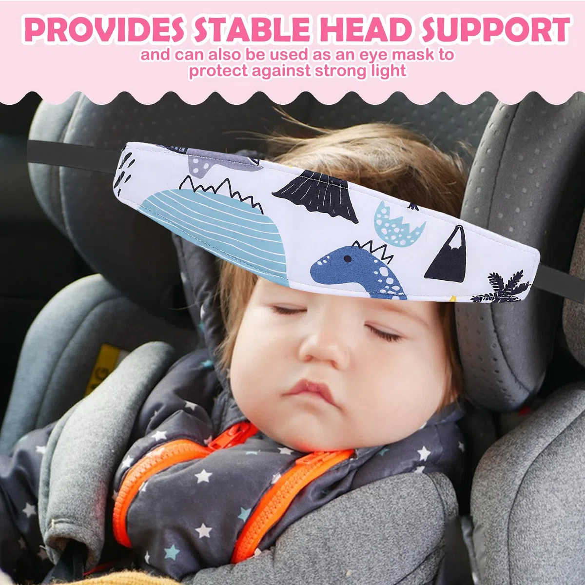 Soporte de Cabeza para Asiento de bebé, 2 Unidades, Almohada Ajustable para Asiento Infantil, Correas para Soporte de Cabeza de bebé para Dormir en el Coche (Estilo 2)