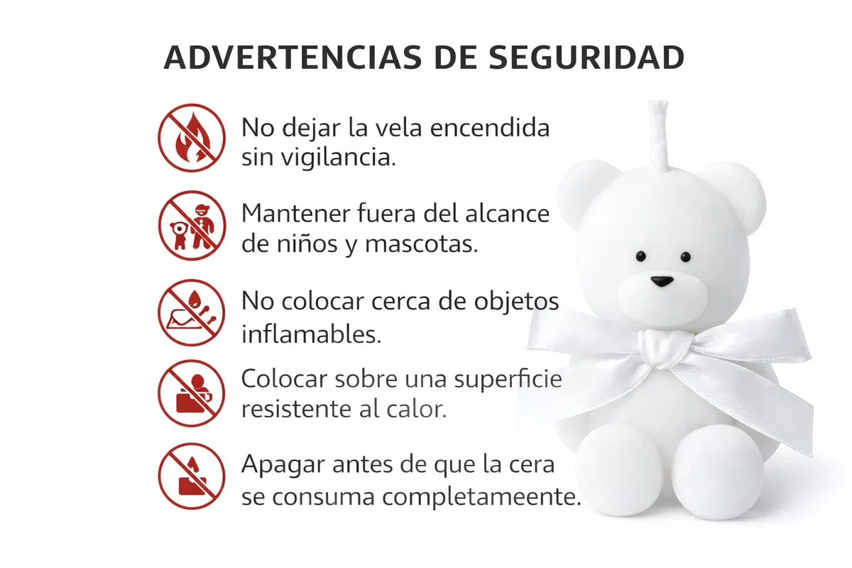 Velas de osito de cera de soja natural hechas a mano-detalle para invitados de bautizo,baby shower o cumpleaños -vela decorativa artesanal (blanco, Vainilla)