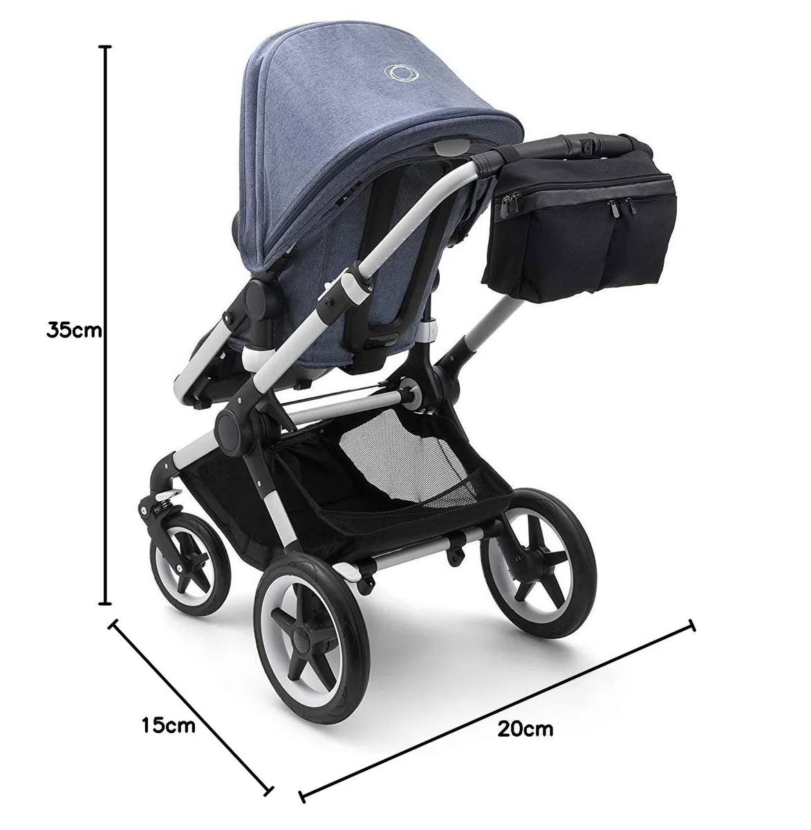Bugaboo Bolsa organizadora universal para cochecito, se fija al manillar, color negro