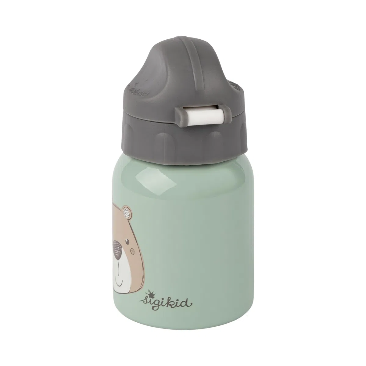 Sigikid 25377 Botella de acero inoxidable con diseño de oso, 250 ml, recomendada para niños a partir de 1 año, robusta, a prueba de fugas, irrompible