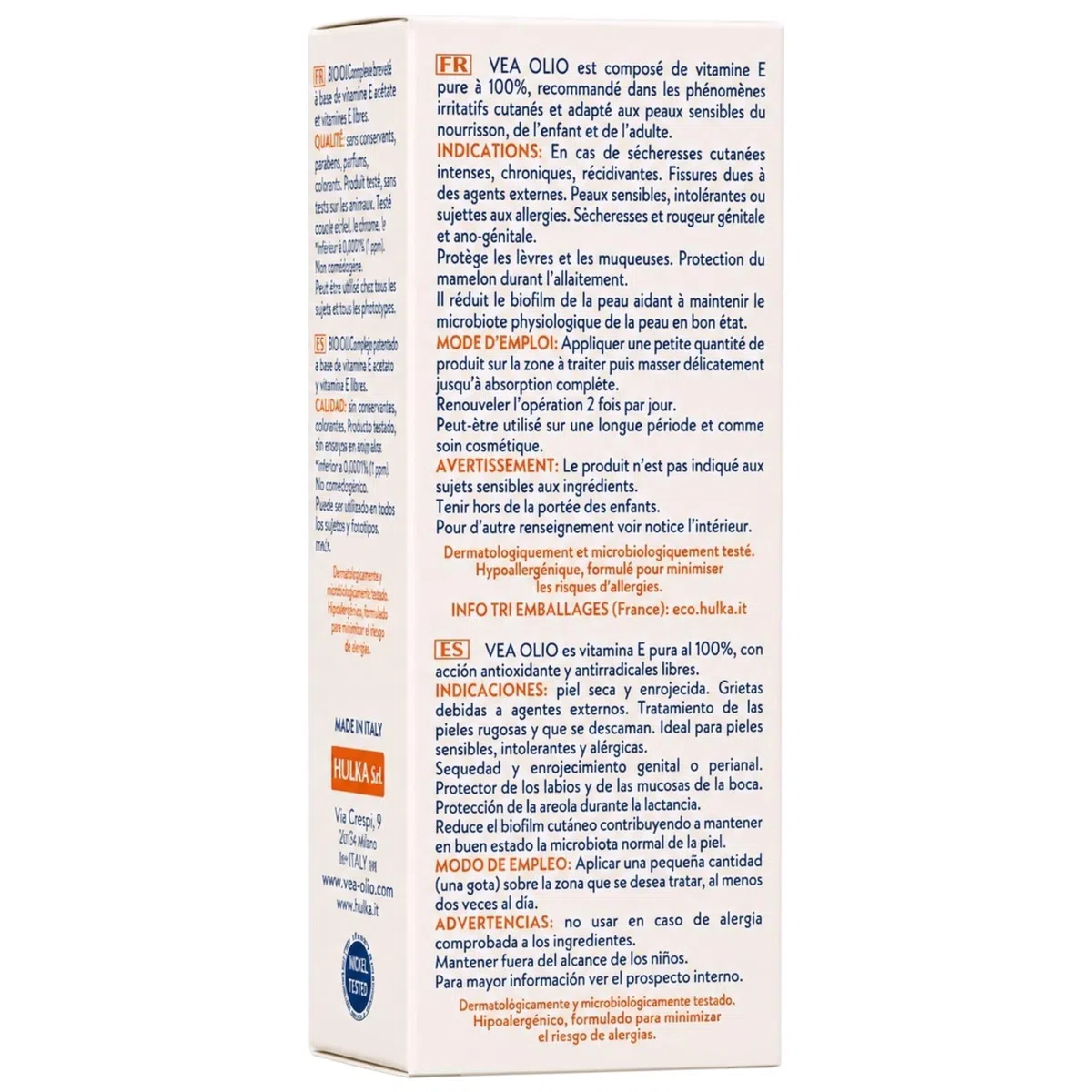 VEA Olio Aceite Base - Pack Ahorro 2 x 20ml - 100% Vitamina E Pura - Aceite Hidratante y Reparador para Piel Seca, Sensible y Agrietada - Cuidado del Pezón en la Lactancia - Sin Conservantes