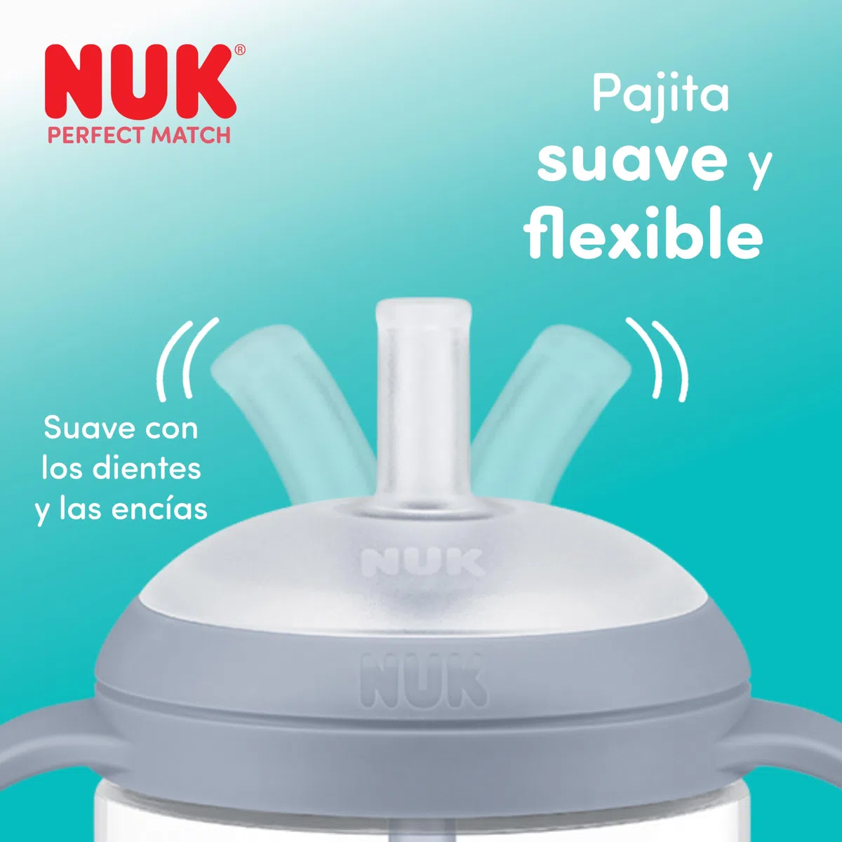 NUK Perfect Match Vaso Aprendizaje Bebe | 6+ meses | 260 ml | Vaso antiderrame bebe con pajita | Asas antideslizantes | Azul | 2 unidades