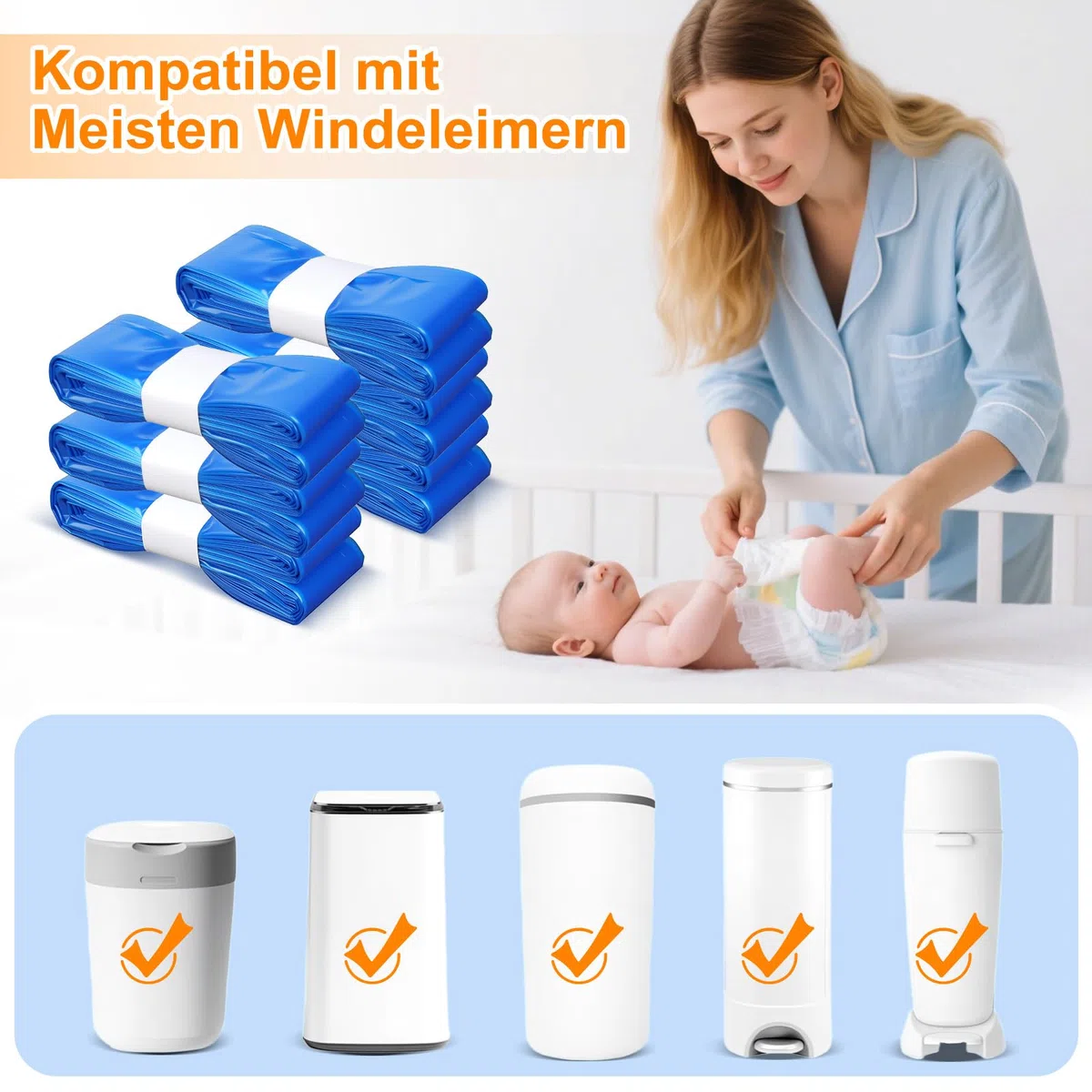 Cartuchos de recambio para cubos de pañales, 12 unidades de cartuchos de repuesto compatibles con AngelCare, Tommee Tippee, Litter Locker, 4,5 m para cubos de pañales