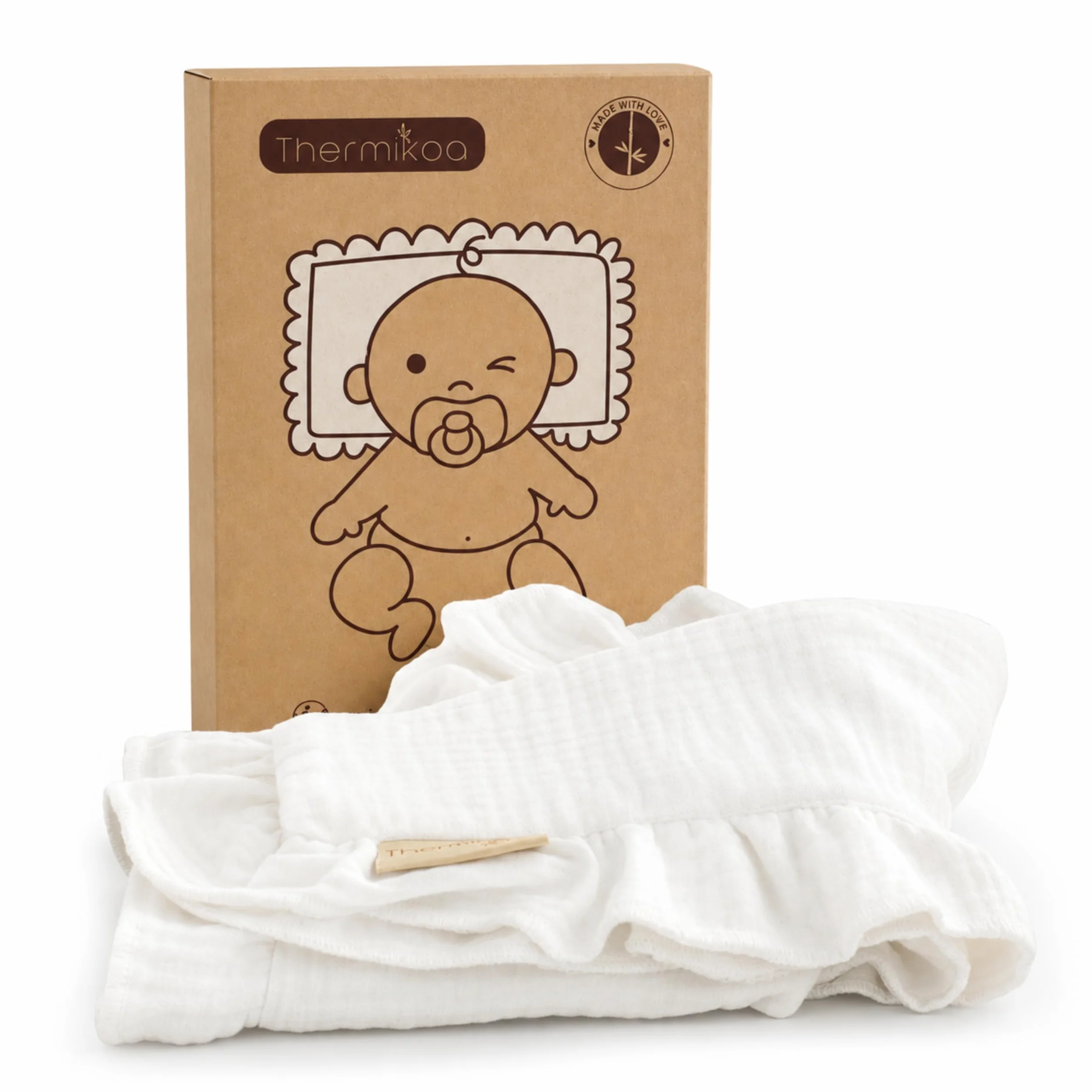 Thermikoa Salvababas de Colchón Grande (XL) para Bebé – 100% Algodón Muselina y Rizo – Protector Absorbente sin Plástico de Babitas – 1 Unidad 50x30cm – Ideal para Capazo, Cuna o Moisés