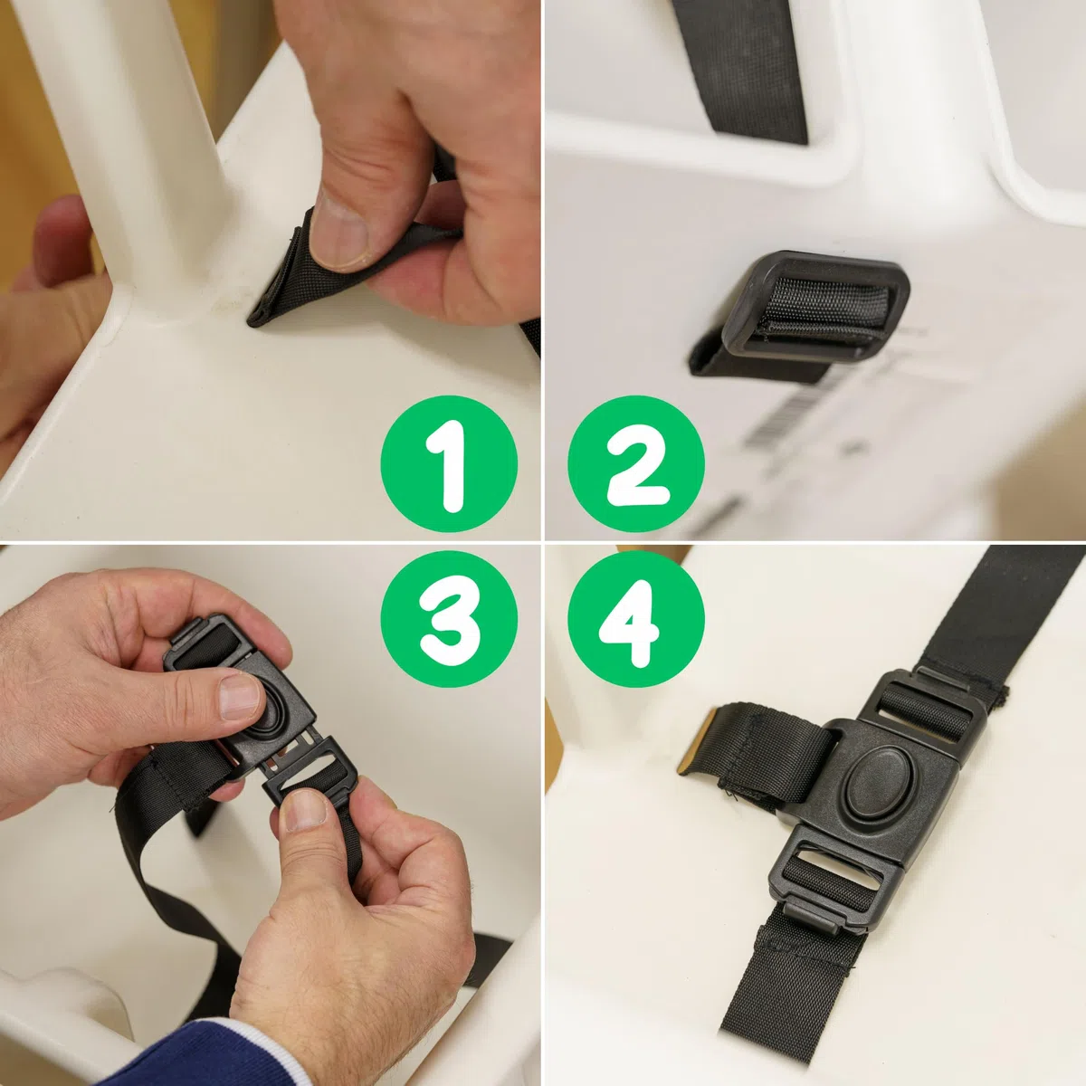 Sistema de arnés de 3 puntos para trona, 1 juego, compatible con bebeconfort, IKEA, Kinderkraft, Safety 1st, y muchos más, en negro, con correa de entrepierna, arnés de seguridad ajustable para trona
