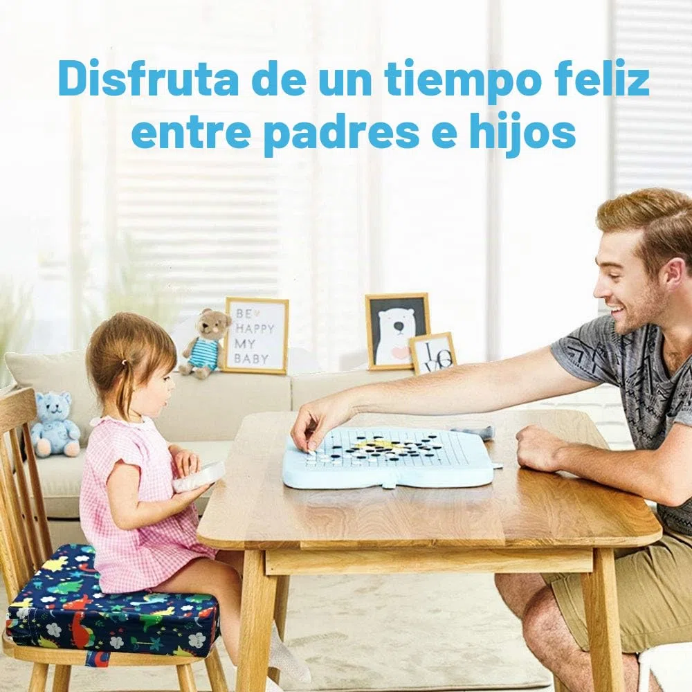 Asiento elevador para niños pequeños – PU lavable creciente cojín 4 correas hebilla de seguridad asiento elevador para mesa de comedor, viaje portátil (dinosaurio azul)