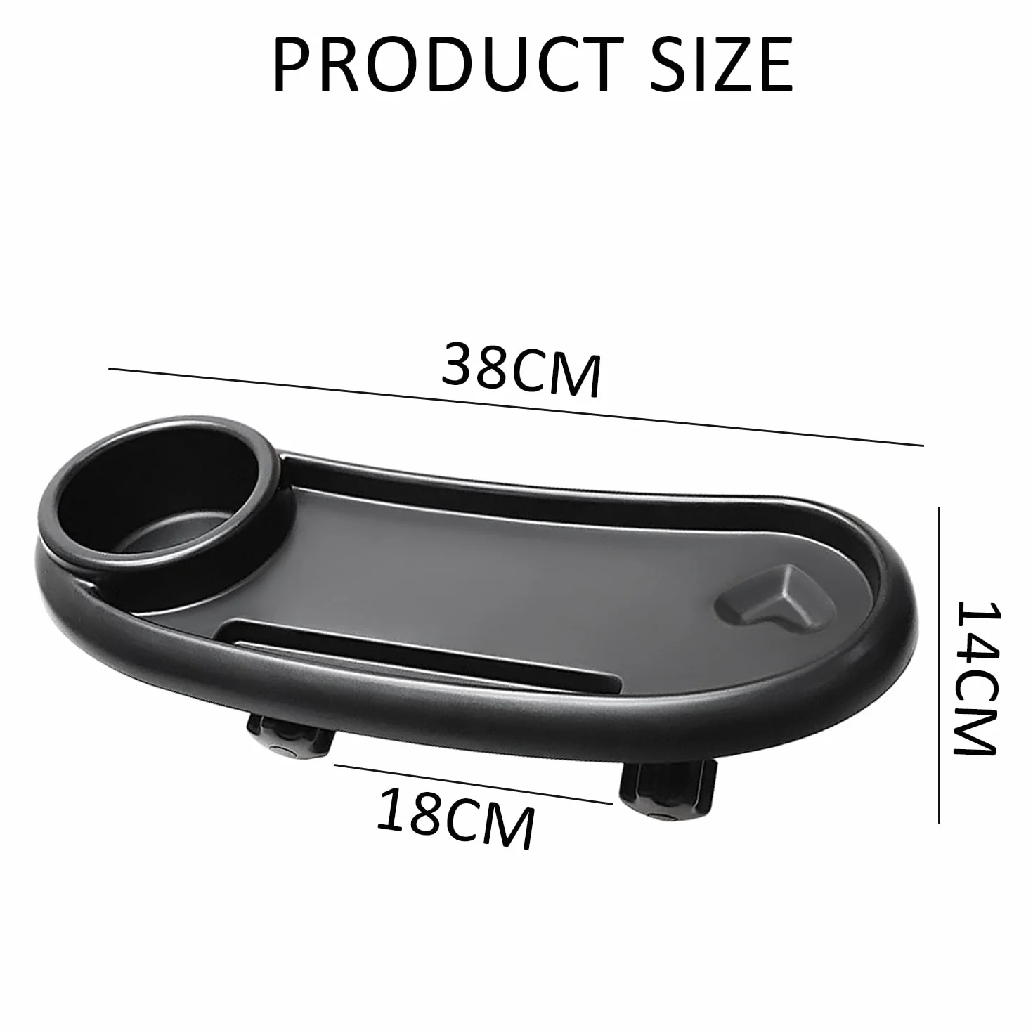 Bandeja de cena para cochecito de bebé de 1 pieza con soporte para bebidas, gancho ajustable con hebilla, bandeja para aperitivos para cochecitos, estante de almacenamiento multifuncional, apto para