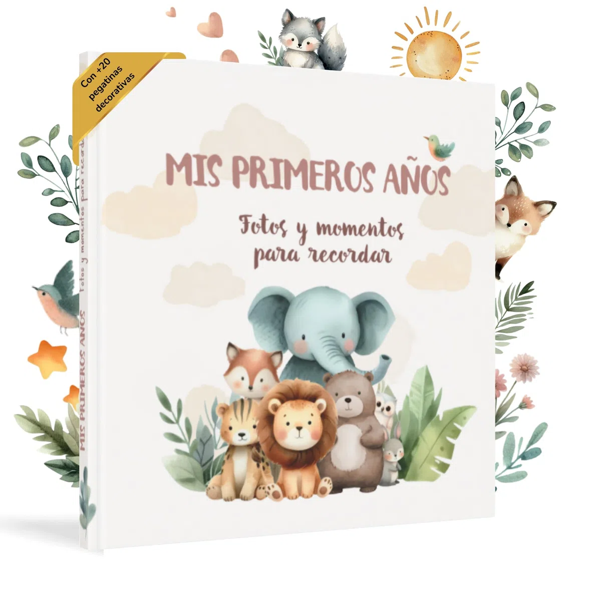 HUBORNS – Libro de nacimiento y recuerdos del bebé hasta los 5 años, álbum de fotos y diario infantil, regalo original para recién nacidos, baby shower y padres primerizos (Amigos, Español)