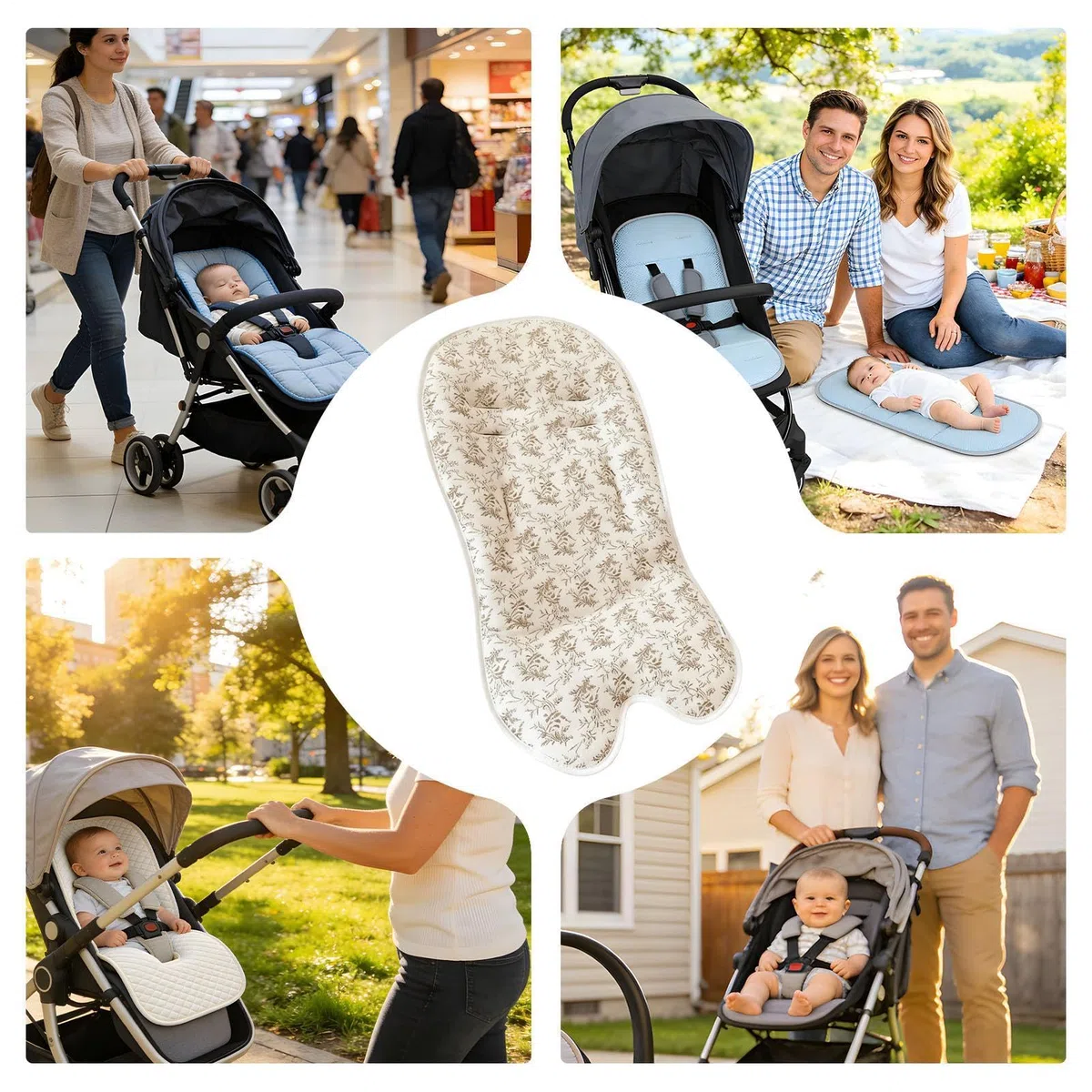 Genérico Cojín para Cochecito,Suave Reversible Lavable - Colchoneta Infantil para Silla de Coche | para Guardería Exterior Viaje en Carretera Vacaciones Camping Verano Invierno