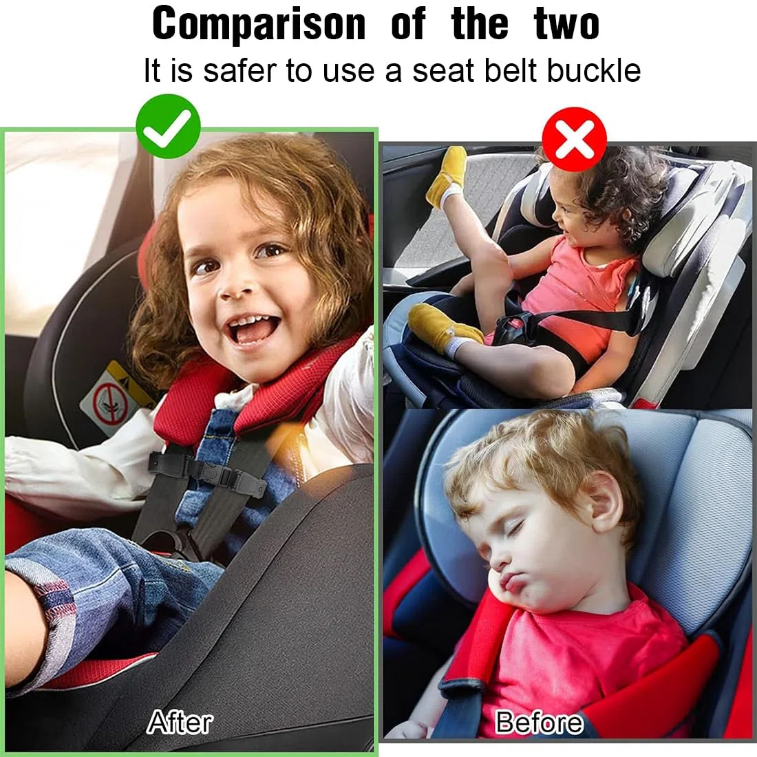 Clip para Asiento De Coche, Clip De Asiento De Bebé, Clip De Seguridad del Asiento De Coche, Hebilla De Seguridad del Asiento, Hebilla De Seguridad para Niños,Hebilla para, 2 piezas negro