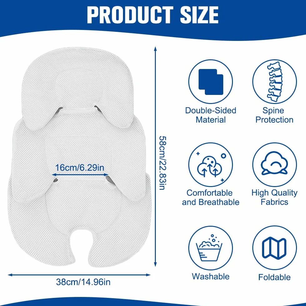 Reductor de Asiento para Bebé Recién Nacido, Genérico Cojín para Asiento De Coche De Bebé, Inserto para Asiento de Coche para bebé, cómodo y transpirable (Blanco)