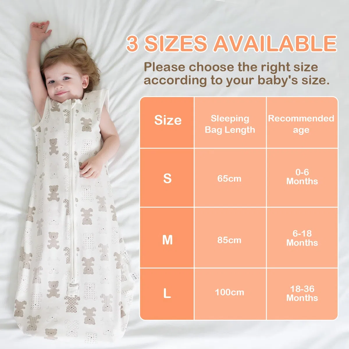 Saco Dormir Bebe Verano, 2Pcs 0.5 Tog Saco de Dormir Bebe Unisex, 100% Algodón Transpirable, Ajustable Saco Bebe, Animales de Dibujos Animados