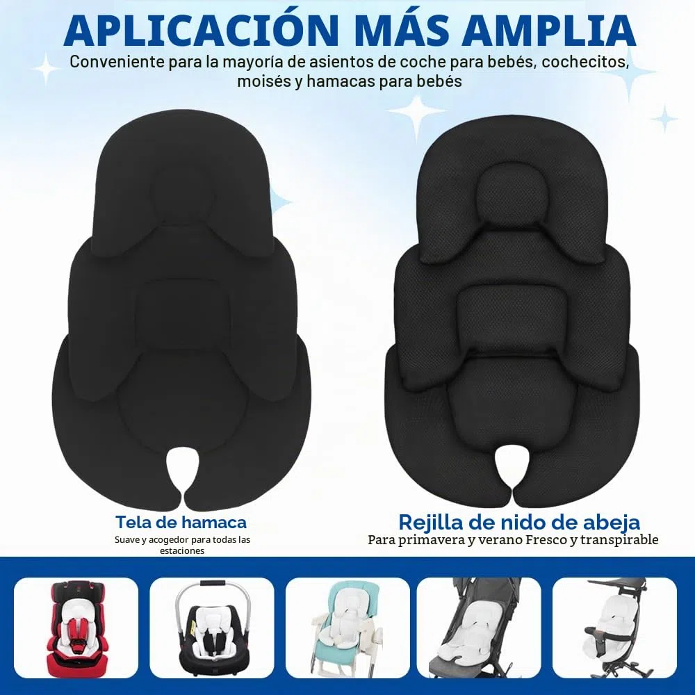 Reductor de Asiento para Bebé Recién Nacido, Genérico Cojín para Asiento de Coche de Bebé, Inserto para Asiento de Coche para bebé, Transpirable y Cómodo, Negro