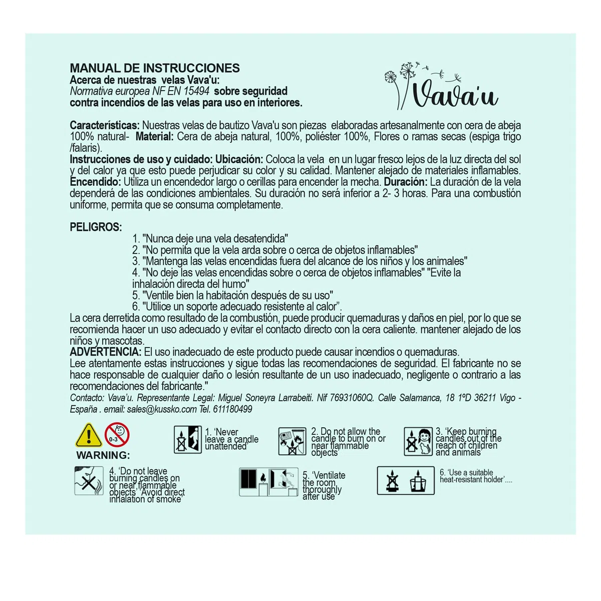 Vela Bautizo Artesanal - Cirio de Cera de Abeja Natural - Litúrgica Color Marfil - Para Niño Con Lazo Gris Falda