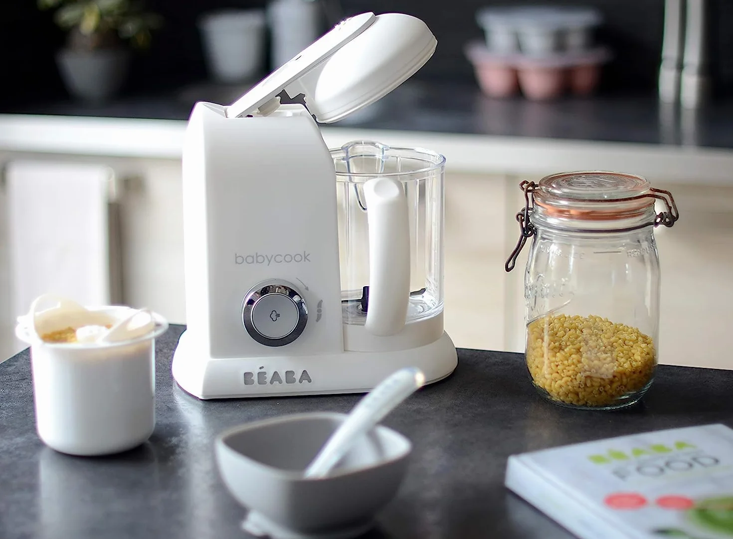 BÉABA, Hervidor de pasta y arroz, Cesta/Cuenco de cocina, Accesorio Babycook, Compatible con Babycook Solo y Duo, Capacidad 350g, Fácil de limpiar, Blanco