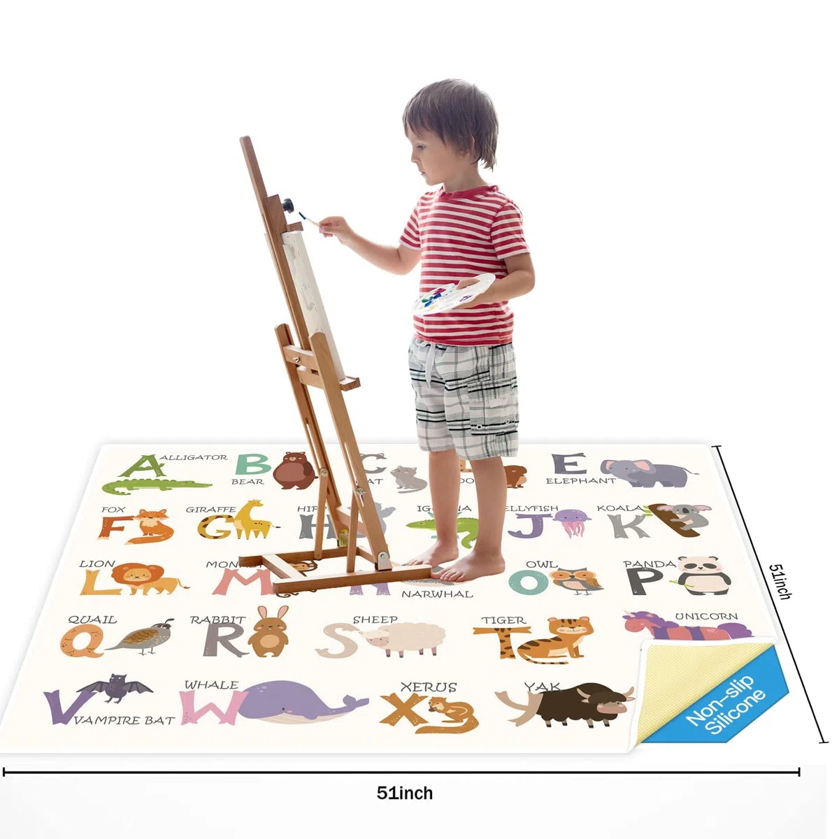Bebé Alta Silla Alfombrilla, 130x130cm Alfombra de Juego Para Niños, Splat Mat Antideslizante y Plegable, Impermeable alfombrilla reutilizable Picnic Manteles, Cubierta protectora de mesa