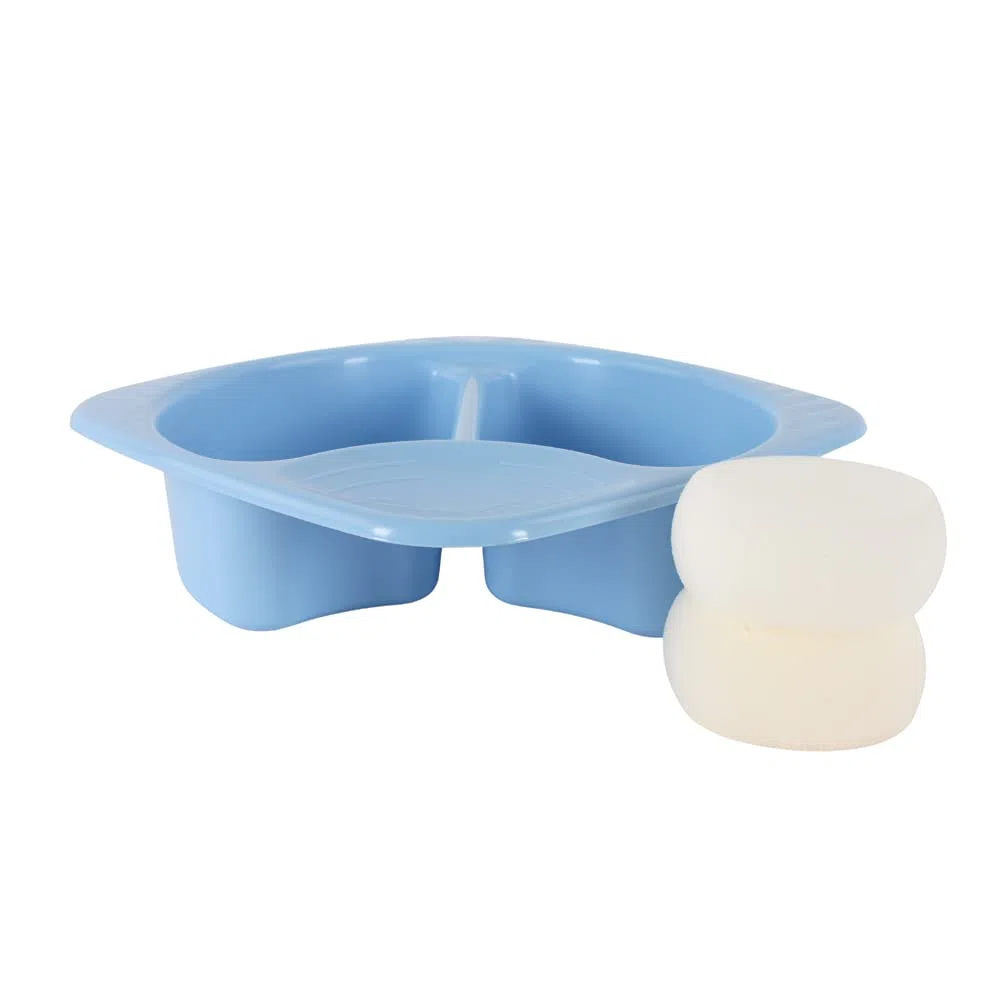 Junior Joy Top & Tail Bowl with 2 Pack Baby Sponge, Blue