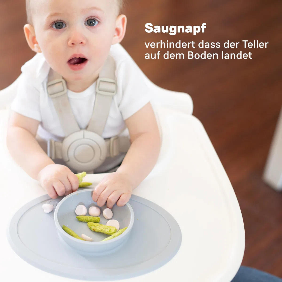 EZPZ Tiny Bowl 4 Meses +. Bowl 100% De Silicona Con Mantel Individual Incorporado Para Primeros Alimentos, Facilita El Baby Led Weaning. Se Adapta A Todas Las Bandejas De Trona, Salvia