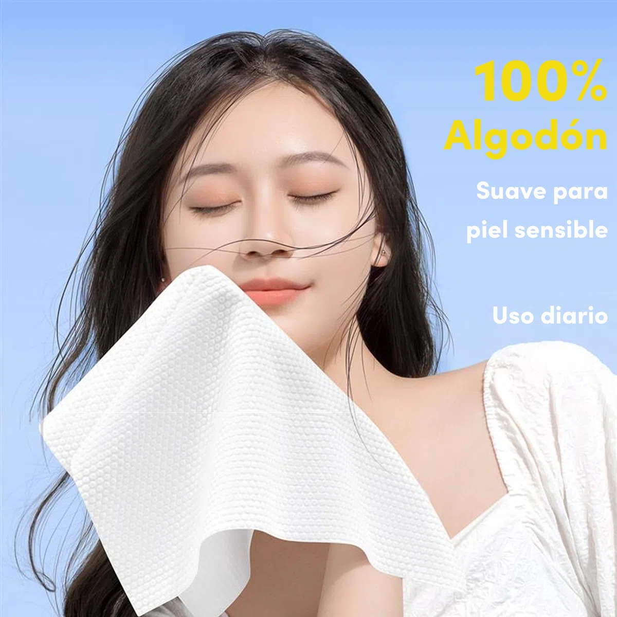 BESCH Rollo Toallitas Secas Facial de 100% Algodón Desechables 20x20cm - 216 Toallitas Fibra Algodón Natural para Bebés, Absorbente Biodegradable Reciclable, Super Suave (Paquete de 3)