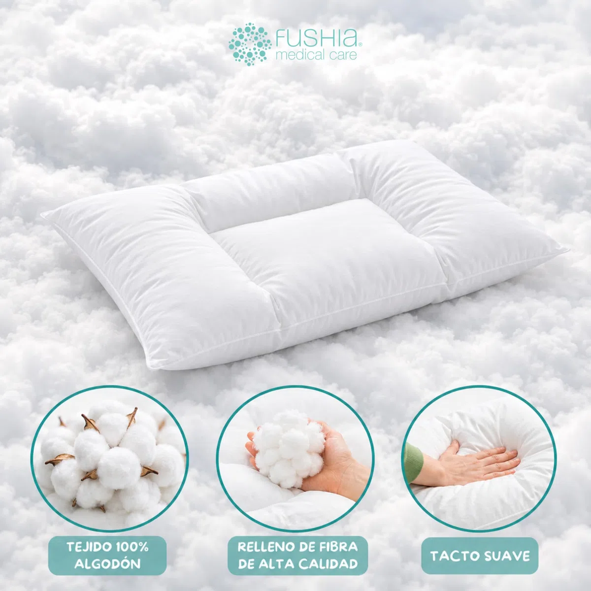 Almohada Bebé 1 Año y Niño, Primera Almohada Infantil, Hipoalergénica, Antiácaros y Transpirable, Funda 100% Algodón Suave y Lavable, Cojín Ergonómico para Cuna, 35x55 cm