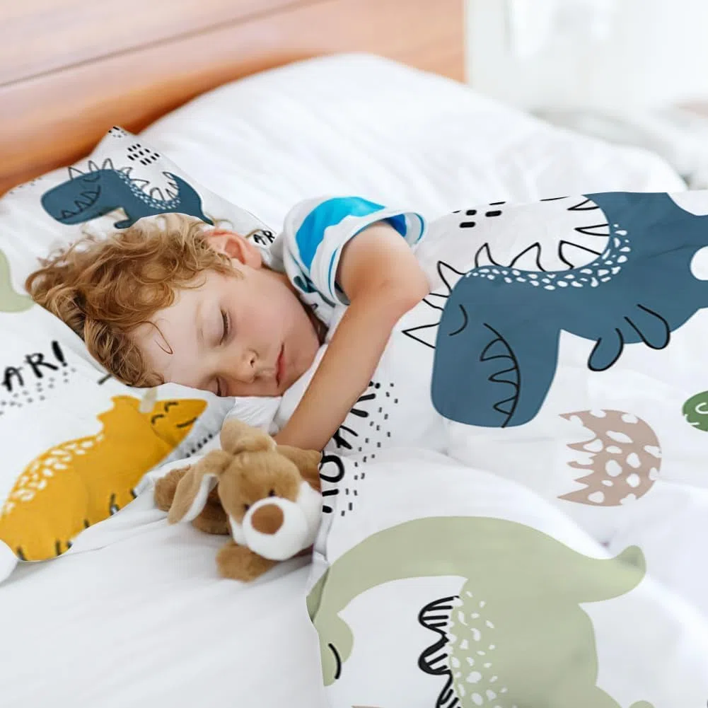 DASIAUTOEM Ropa de Cama Infantil, 100 x 135 cm, Juego Completo para Cuna, con diseño de Animales y Cremallera integrada, Funda de Almohada de 60 x 40 cm